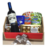 Cesta De Chocolates E Vinho Presente Premium