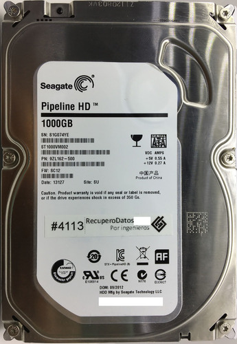 Seagate St1000vm002-9zl162 1000gb Sata - 04576 Recuperodatos