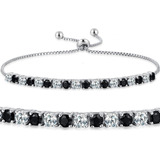 Mabella Tennis Bolo Pulsera Cadena Ajustable Blanco Y Negro 