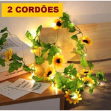 2 Cordao De Flor Mini Girassol Artificial Fio Luz Led Planta