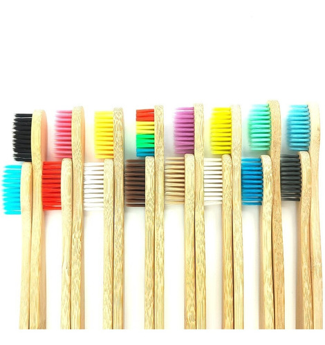 10 Cepillos Dentales De Bambú  Adultos/niños Caja Individual