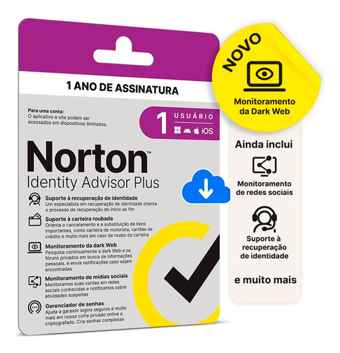 Identity Advisor Norton Plus 1 Usuário 12 Meses Esd