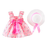 Conjunto Infantil Menina Melancia Primavera Verão Com Chapéu