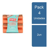 Pack 4 Esponja Cocina Cobre Antibacterial Acanalada 2u Fibro