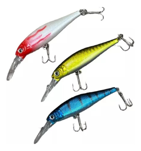 Set X3 Señuelos Pesca Señuelo Rapala Articulo Pesca 3g 10cm