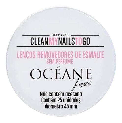 Lenços Removedores De Esmalte Sem Perfume 25 Unidades Océane