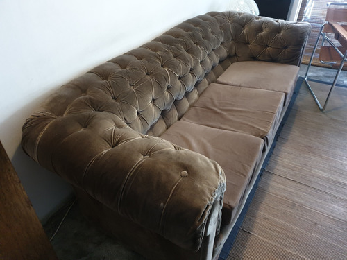 Sillon Chesterfield 3 Cuerpos Pana Bisonte