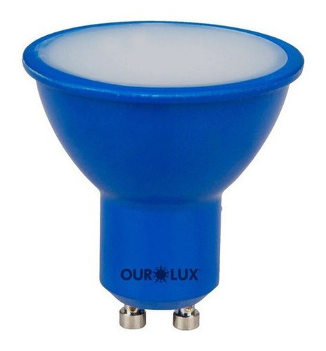 Lâmpada Dicróica Led Gu10 4w Bivolt Azul Ourolux