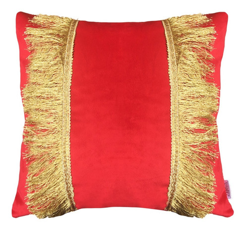 Cojín Decorativo Diseño Festivo Rojo Y Dorado 50x50 Relleno