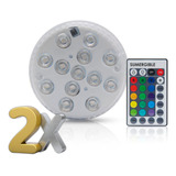 Pack 2 Luz Led Sumergible Rgb A Pilas Pileta Jacuzzi Fuente 