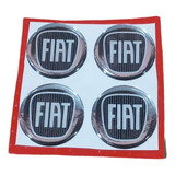 Logo Centro De Llanta  Fiat  Negro  49mm Blister X 4