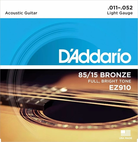 Cuerdas Daddario Ez910 Guitarra Acústica 11-52 Bronce 