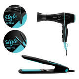 Kit Style Preto Secador  2000w E Chapinha 210°c Alisa Modela