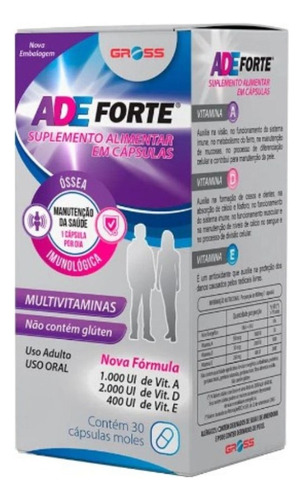 Suplemento Alimentar Adeforte  30 Cápsulas Vitaminas A D E Sabor Sem Sabor