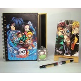 Libreta Anime Demon Slayer, Portacelular, Esfero, Llavero.