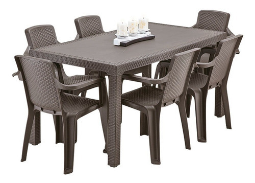 Combo Comedor Eterna Rimax (1 Mesa + 6 Sillas Con Brazos)