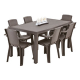 Combo Comedor Eterna Rimax (1 Mesa + 6 Sillas Con Brazos)