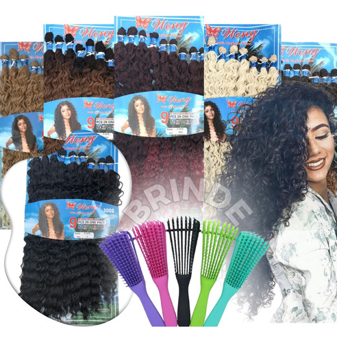 Cabelo Orgânico 100% Cacheado Fibra Premium Mega Hair +brind