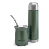 Combo Mate + Termo Bullet 0.5 L Verde Sakura Acero Inox