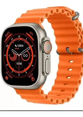 Smartwatch Blulory Glifo 8 Ultra Caixa Branco Pulseira Laranja-claro