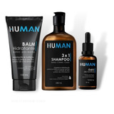 Kit Para Barba Human Shampoo 3x1 Cabelo Barba + Balm + Óleo