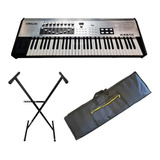 Controlador Teclado Midi Usb  61 Teclas + Soporte Y Funda