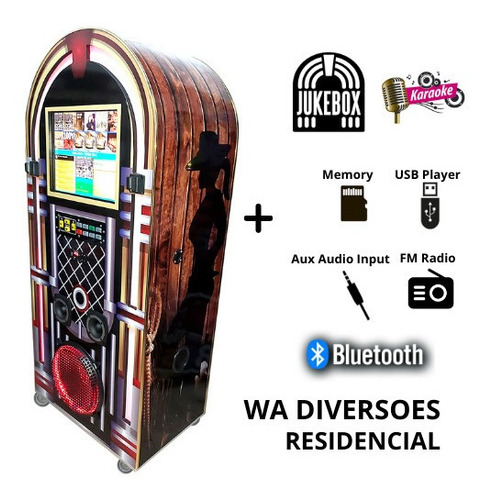 Maquina Retrobox 7x1 Musica Jukebox Karaoke Radio Bluetooth 