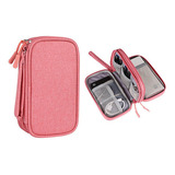 Case Organizador Impermeável Camada Dupla Acessórios Digital Cor Rosa