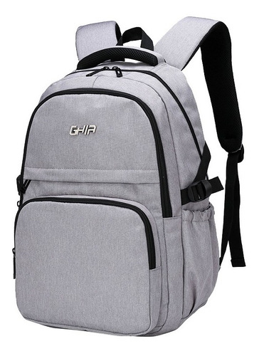 Mochila Para Laptop De 15.6in Ghia Nylon Color Gris Gm-0 /vc Diseño De La Tela Liso