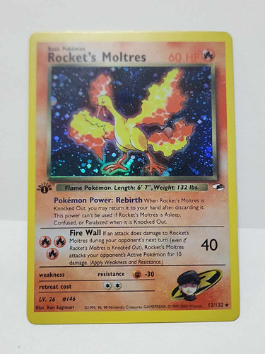 Tarjeta Carta Pokemon Go Legendario Moltres Rocket Exhibidor