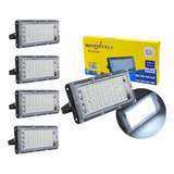 Paquete 5 Reflector Led Ultra Slim 50w Luz Blanca Con Lupa