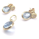 Aros Y Dije Oro 18k _piedras_exclusivo Conjunto_italy