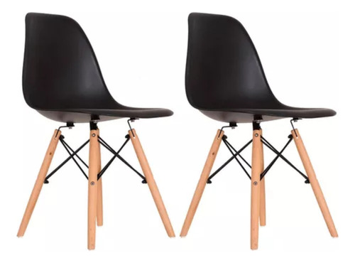 Kit 2 Cadeiras Sala Mesa De Jantar Com Encosto Charles Eames