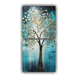 80x40cm Cuadro Árbol Turquesa Plata En Set 2 Art Vida