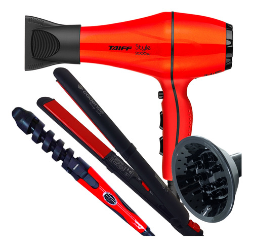 Secador Cabelo Taiff Style Pro 2000w Cacheador Prancha 210ºc
