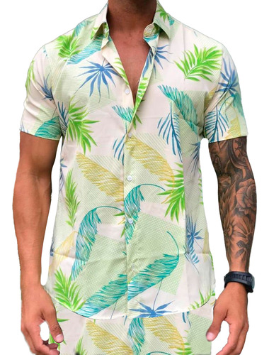 Conjunto Camisa Praia E Short Mauricinho Verão Estampado