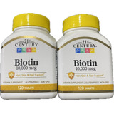 Biotina 10,000mcg 21st Century Kit C/ 2 Unidades 240 Tablets