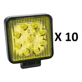 Faro Auxiliar X10 9led Amarillo Cuadrado 27w12/24v Universal