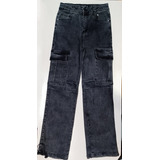 Jeans Niña Cargo Recto  Elasticado Full Moda Gris  (mj092)