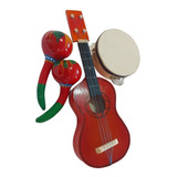 Set 3 Mini Juguetes Musicales Artesanales Madera Niños Bebé