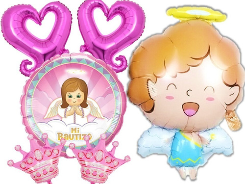 Set De Globos Bautizo Angelito Niño O Niña