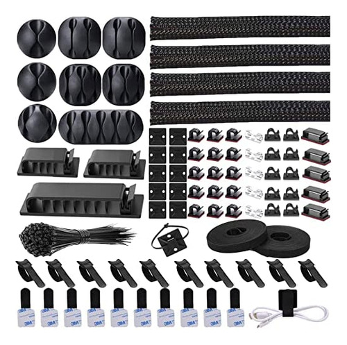 Kit Gestión Cables 192 Pcs + 4 Fundas Organizadoras