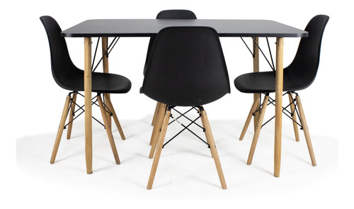 Mesa Retangular Branca 120x80cm + 4 Cadeiras Eames