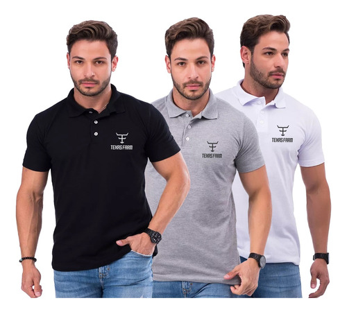 Kit 3 Camiseta Gola Polo Tx Country Camisa Masculino