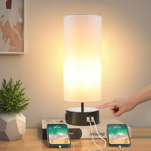 Lámpara De Mesita De Noche Jomshine Touch Con Puerto Usb