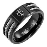 Anillo De Titanio Para Hombre (escudo Templario De Christian