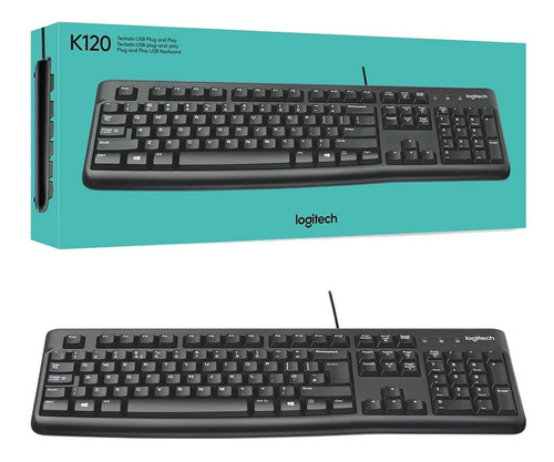 Teclado Com Fio Usb Logitech K120 Português Br - Preto