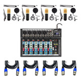 Novo Setup Sistema Podcaster Kit Mesa De Som + 4 Microfones