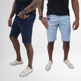 Kit 2 Bermudas Masculinas Jeans C\ Lycra Slim Fit
