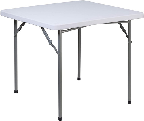 Mesa Plegable Cuadrada, Granio Blanco De Plastico